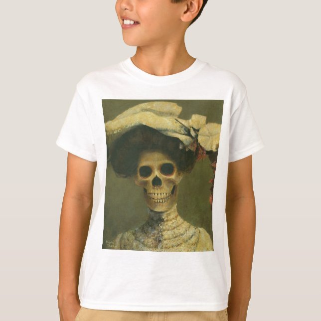 Vintage Gothic Skeleton Lady T-Shirt (Front)