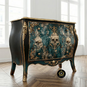 Vintage Gothic Skeleton Skull  Decoupage  Tissue Paper