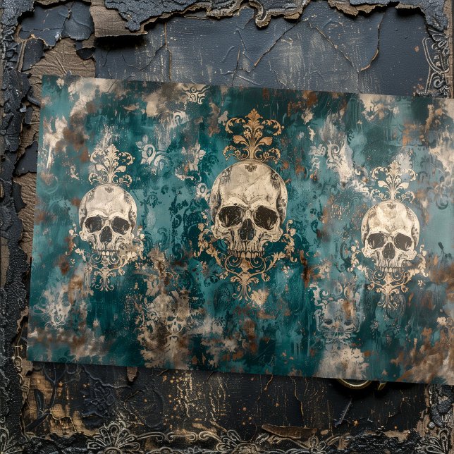 Vintage Gothic Skeleton Skull  Decoupage  Tissue Paper (Creator Uploaded)