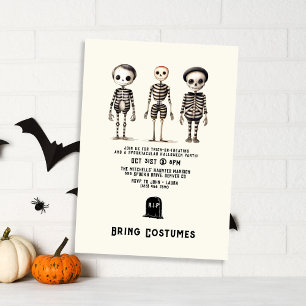 Vintage Gothic Skeletons Halloween Party Invitation