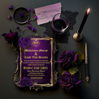 Vintage Gothic Skull & Bones Purple Wedding