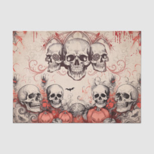 Vintage Gothic Skull Halloween Decoupage Tissue Paper