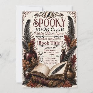 Vintage Gothic Spooky Book Club Halloween Invitation