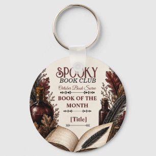 Vintage Gothic Spooky Book Club Halloween Key Ring