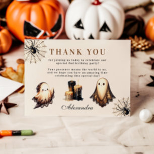 Vintage Gothic Spooky Halloween 2nd Birthday Thank You Card