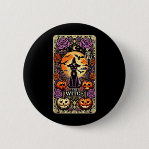 Vintage Gothic The Witch Black Cat Tarot Card 6 Cm Round Badge
