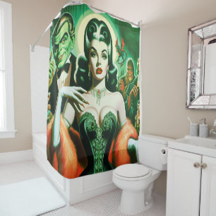 Vintage Gothic Vampire Woman Shower Curtain