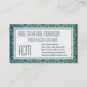 Vintage Gothic Victorian Grunge Emerald Damask Business Card