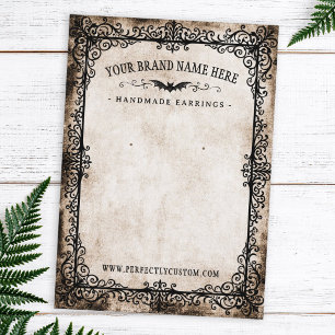 Vintage Gothic Victorian Scrollwork Earring Card