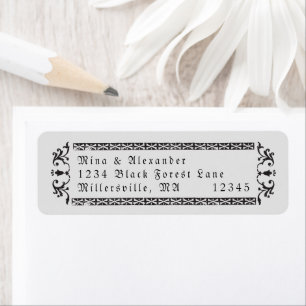 Vintage Gothic Wedding Black Gray  Return Address Label