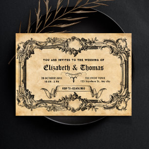 Vintage gothic wedding invitation