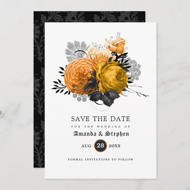 Vintage Gothic Wedding Save The Date (Front/Back)