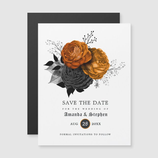 Vintage Gothic Wedding Save the Date Magnetic Invi Invitation (Front/Back)