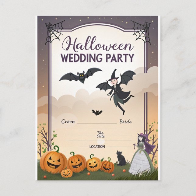 Vintage Gothic Wedding Scroll Postcard (Front)