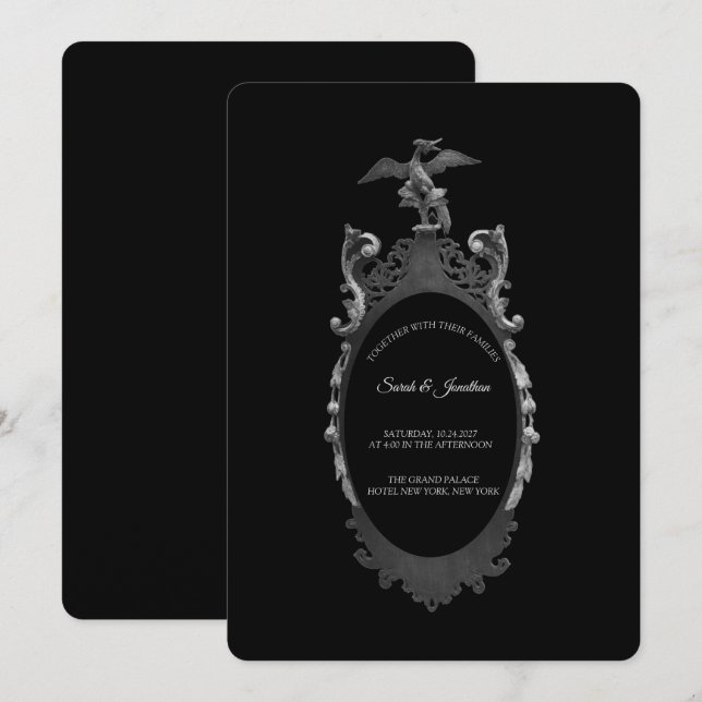 Vintage Gothic Whimsigoth Mirror Wedding Invite (Front/Back)