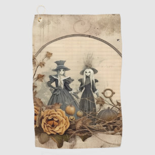 Vintage Gothic Witches Autumn Parchment Golf Towel