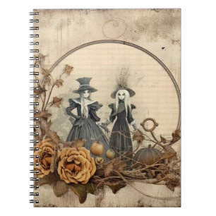 Vintage Gothic Witches Autumn Parchment Notebook