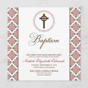 Vintage Grace Baptism Invitation (chocolate/red)