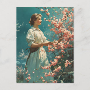 Vintage Grace Under Cherry Blossom Postcard