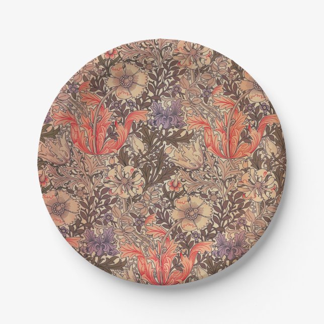 Vintage Graceful Floral Print Paper Plate (Front)