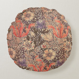 Vintage Graceful Floral Print Round Cushion
