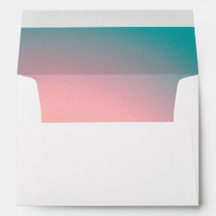 Vintage Gradient Teal Pink Bat Mitzvah Invitation Envelope