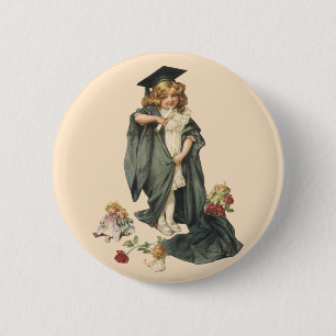 Vintage Graduation, Congratulations Graduates! 6 Cm Round Badge