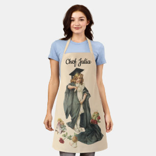 Vintage Graduation, Girl Wearing a Cap and Gown Apron