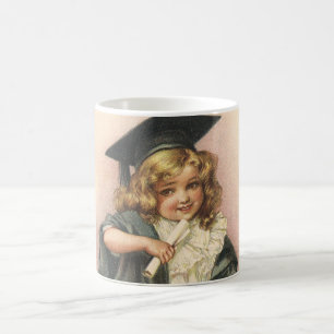 Vintage Graduation, Girl Wearing a Cap and Gown Coffee Mug