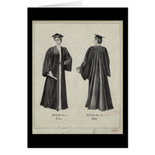 Vintage Graduation Woman Cap + Gown Black Card