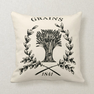 Vintage Grain Sack Logo Cushion