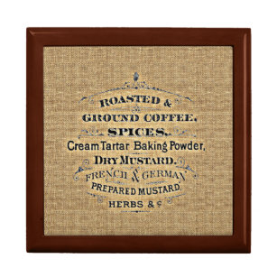 Vintage Grain Sack Style Grocery Store Sign Burlap Gift Box