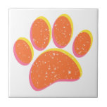 Vintage Grainy Dog Pawprint Ceramic Tile<br><div class="desc">Cartoon dog pawprint with retro print effect applied to the image.
Decorative tiles for homes and businesses like pet shops.
Gift idea for dog lovers.</div>