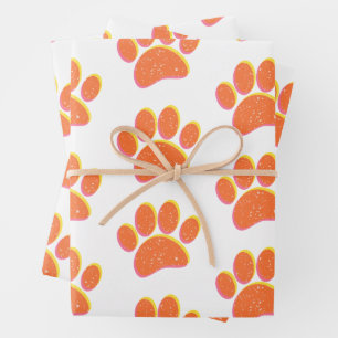 Vintage Grainy Dog Pawprint Wrapping Paper Sheet
