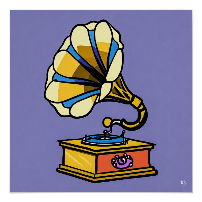 Vintage Gramophone Glossy Poster (Front)
