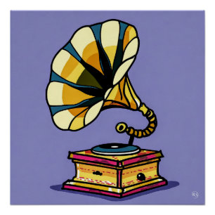 Vintage Gramophone Glossy Poster