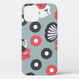 Vintage gramophone hand drawn seamless iPhone 12 case