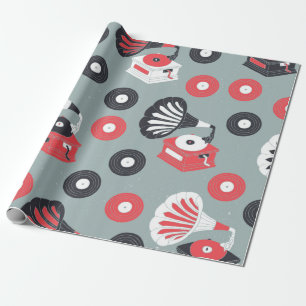 Vintage gramophone hand drawn seamless wrapping paper