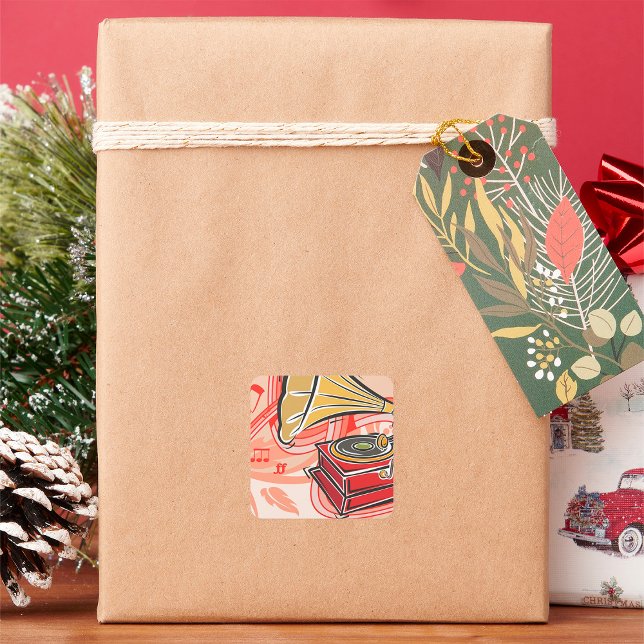 Vintage Gramophone Square Sticker (Creator Uploaded)