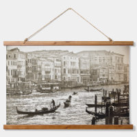 VINTAGE GRAND CANAL Wood Topped Wall Tapestry
