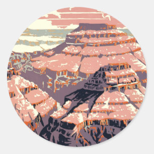 Vintage Grand Canyon National Park WPA Poster Art  Classic Round Sticker