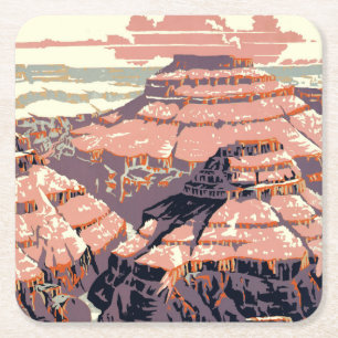 Vintage Grand Canyon National Park WPA Poster Art Square Paper Coaster
