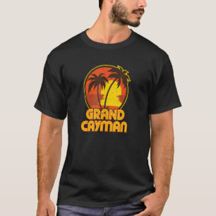 Vintage Grand Cayman Islands Retro Palm Tree Sunse T-Shirt
