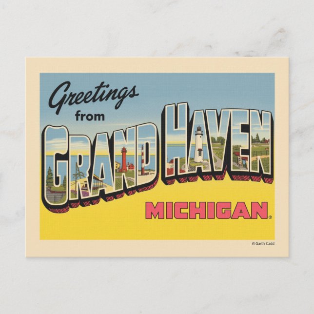 Vintage Grand Haven Travel Postcard (Front)
