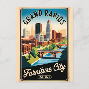 Vintage Grand Rapids Michigan Furniture City Retro Postcard
