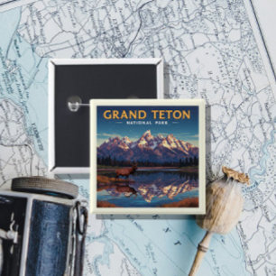 Vintage Grand Teton National Park 15 Cm Square Badge