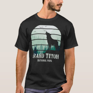 Vintage Grand Teton National Park Howling Wolf Woo T-Shirt
