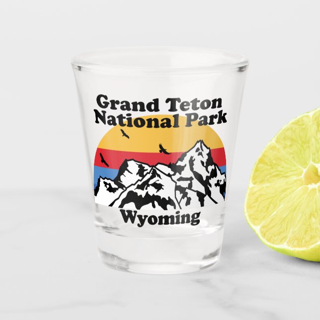 Vintage Grand Teton National Park  Shot Glass (Front)