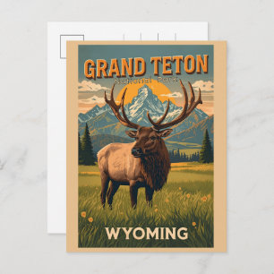 vintage Grand Teton National Park Wyoming Retro Holiday Postcard