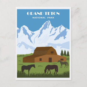 Vintage Grand Teton National Park Wyoming Travel Postcard